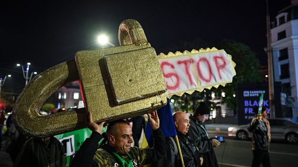 Thousands protested in Bucharest in November 2019 against illegal logging in Romanian forests Thousands protested in Bucharest in November 2019 against illegal logging in Romanian forests