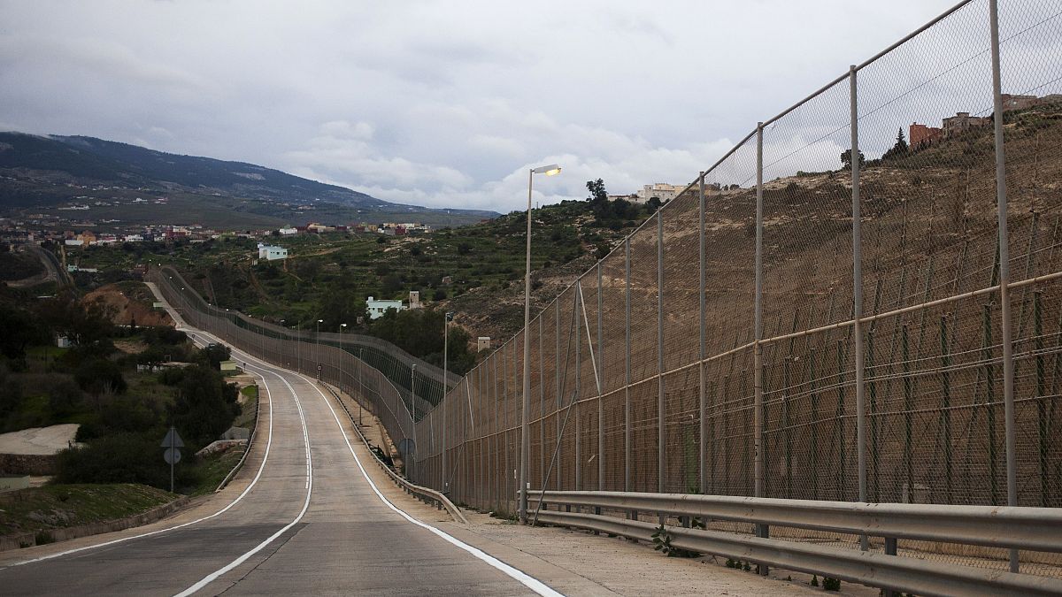 A security fence separates Morocco and the Spanish enclave of Melilla, Spain. 