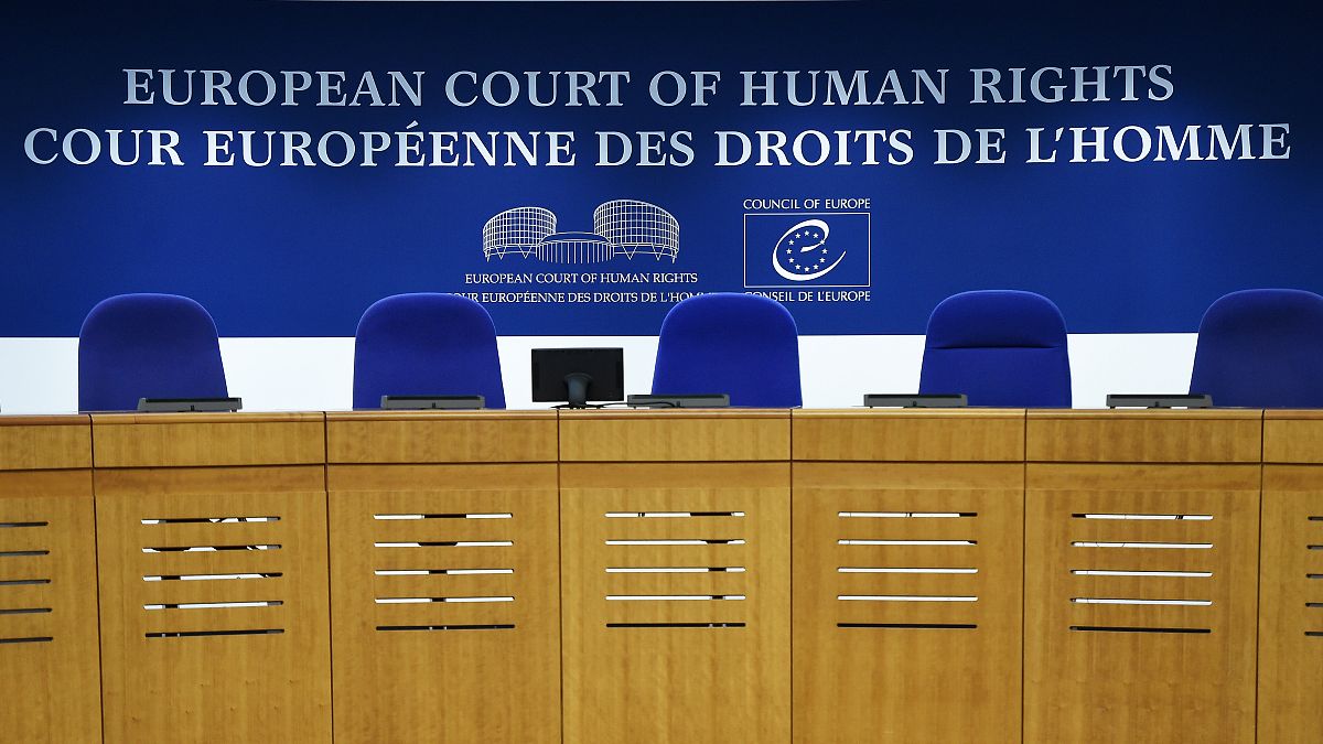 This photo shows the inside of the European Court of Human Rights (ECHR) in Strasbourg, eastern France, on February 7, 2019.
