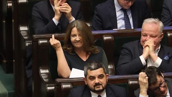 Joanna Lichocka a lengyel Szejm ülésén, 2020. február 13-án Joanna Lichocka a lengyel Szejm ülésén, 2020. február 13-án