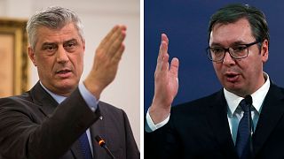 President of Kosovo Hashim Thaci, left, and Serbian President Aleksandar Vucic.