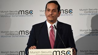 وزير الخارجية القطري الشيخ محمد بن عبد الرحمن آل ثاني يتحدث في مؤتمر ميونيخ للأمن جنوب ألمانيا. 15/02/2020