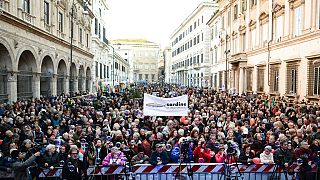 Sardines against right-wing populism, in St. Apostles Square, in Rome, Sunday