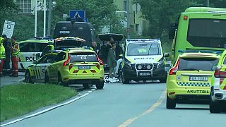 Police and ambulances near Al-Noor Islamic centre.