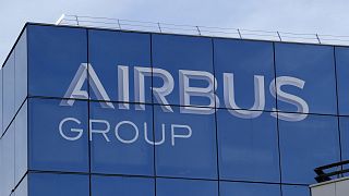 The logo of the Airbus Group is pictured in Suresnes, outside Paris
