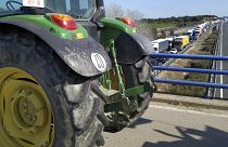 Agricultores espanhóis em protesto contra a situação do setor