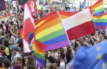 Members of the LGBT rallied to show solidarity after a Pride march was attacked city of Bialystok in 2019.