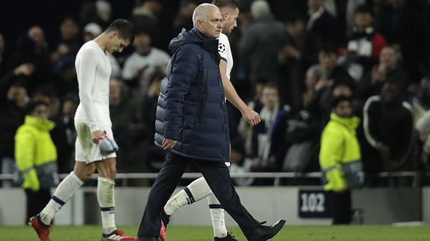 Jose Mourinho, à l'issue du match entre Tottenham et Leipzig, 19 février 2020, Londres Jose Mourinho, à l'issue du match entre Tottenham et Leipzig, 19 février 2020, Londres