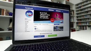 A laptop screen showing the Facebook site of the German Alternative for Germany (AfD) party is pictured in Berlin, Germany, Friday, May 17, 2019.