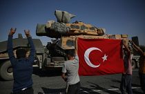 تصویری از انتقال ادوات سنگین نظامی ترکیه در مرز سوریه