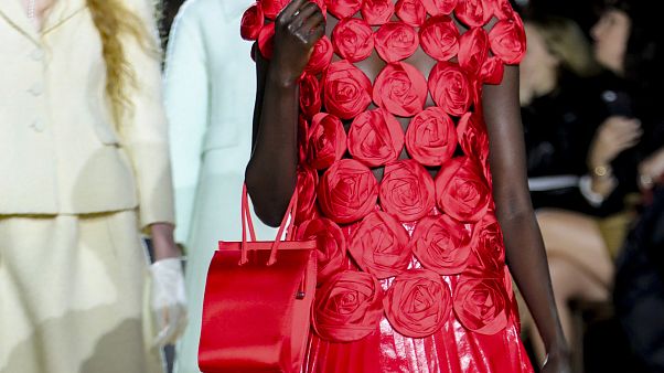The latest fashion creation from Marc Jacobs is modeled during New York's Fashion Week, Wednesday Feb. 12, 2020. (AP Photo/Bebeto Matthews) The latest fashion creation from Marc Jacobs is modeled during New York's Fashion Week, Wednesday Feb. 12, 2020. (AP Photo/Bebeto Matthews)