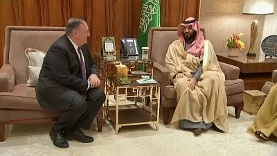 وزير الخارجية الامريكي مايك بومبيو في لقاء مع ولي العهد السعودير الأمير محمد بن سلمان- الرياض 20فبراير 2020