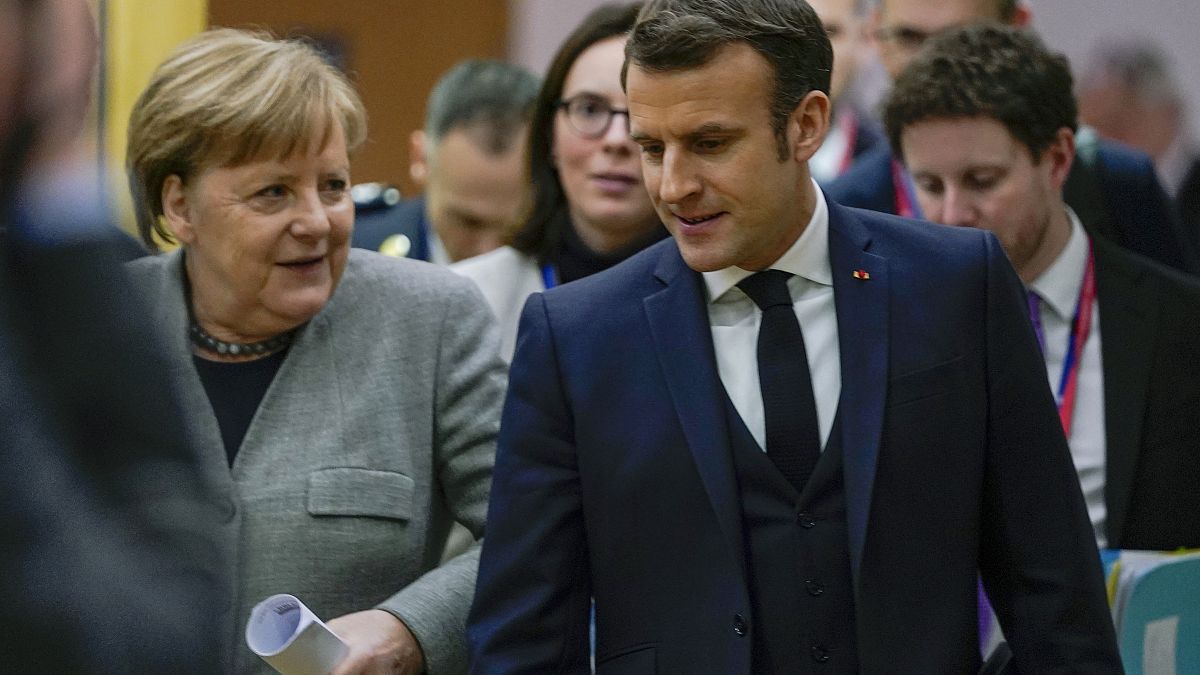 Fransa Cumhurbaşkanı Macron ve Alman Şansölye Merkel 