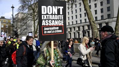 Manifestation contre l'extradition de Julian Assange, à Londres le 22 février 2020.