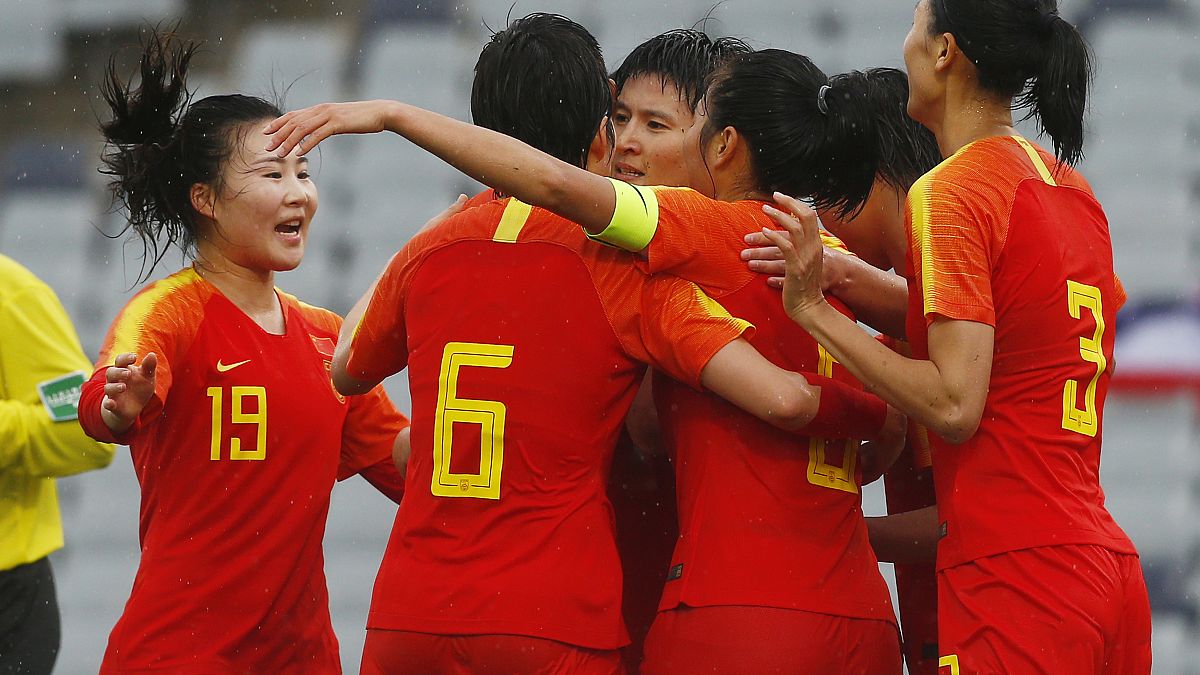 المنتخب الصيني لكرة القدم للسيدات بعد تسجيله هدفا ضد تايلاند في سيدني 07/02/2020