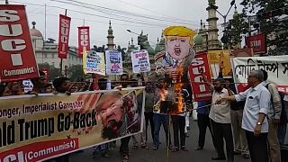 Tüntetések Indiában Donald Trump ellen 