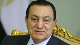 Egyptian President Hosni Mubarak looks on during a meeting at the Presidential palace in Cairo, Egypt