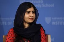 2014 Nobel Laureate Malala Yousafzai during an address at the Kennedy School's Institute of Politics at Harvard University, Thursday, Dec. 6, 2018. (AP Photo/Charles Krupa)