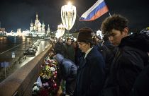 Акция памяти Бориса Немцова на Большом Москворецком мосту в Москве 27 февраля 2020