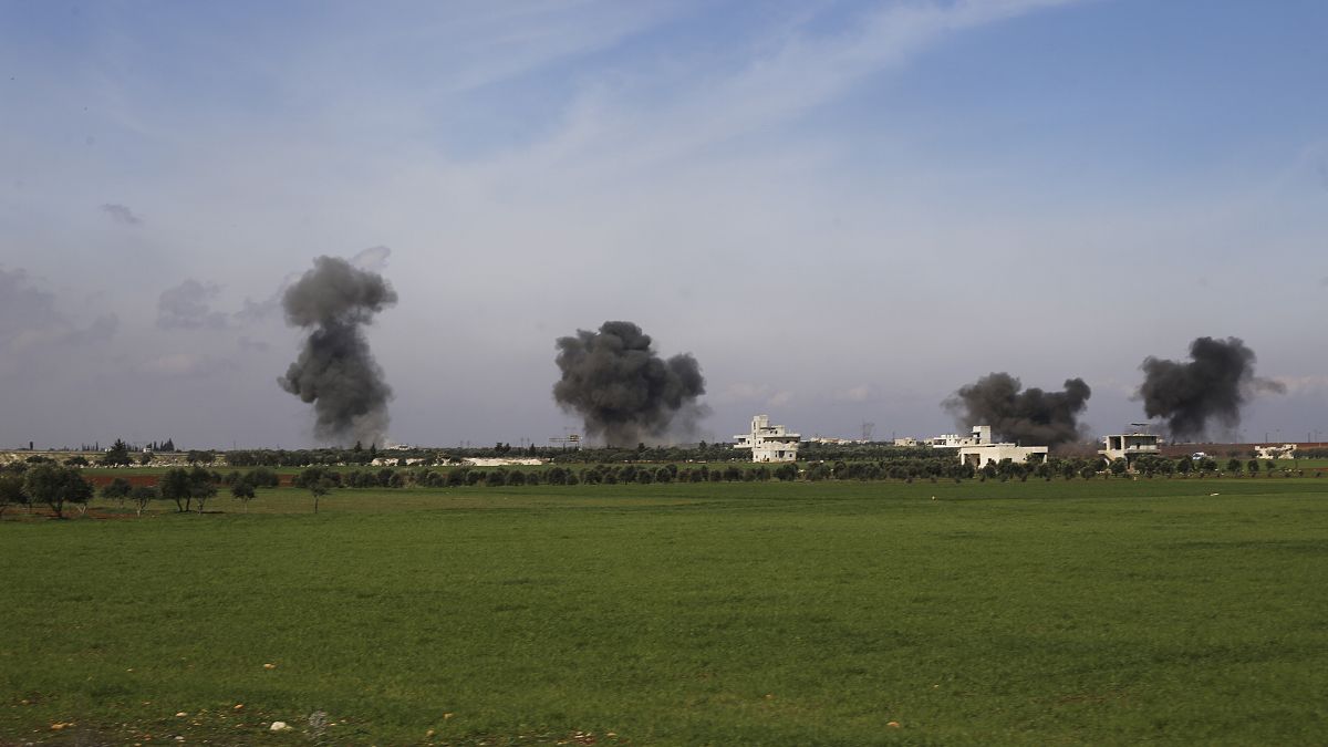 Бомбардировка города Серакиб в сирийской провинции Идлиб