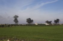 Бомбардировка города Серакиб в сирийской провинции Идлиб
