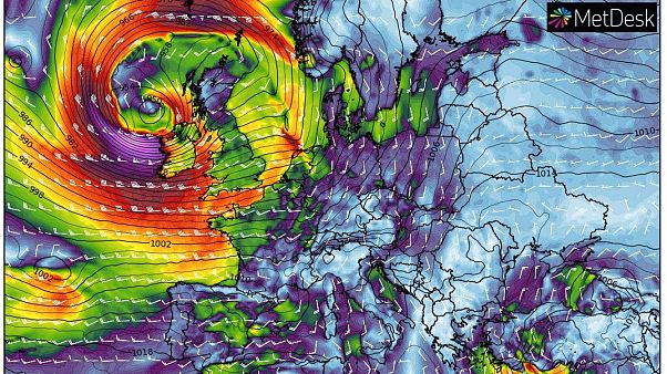 Wind and pressure isobars forecast for February 29, 2020.. Wind and pressure isobars forecast for February 29, 2020..
