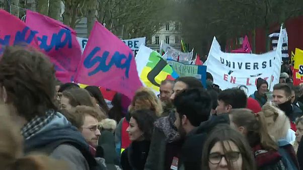 Streikende Menschen in Frankreich Streikende Menschen in Frankreich