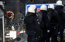 درگیری مهاجران با پلیس یونان در مرز کاستانیس