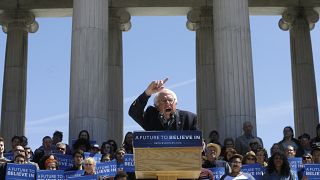 Democratic presidential candidate Sen. Bernie Sanders, I-Vt., speaks during a rally in Roger Williams Park, Sunday, April 24, 2016, in Providence, R.I. (AP Photo/Steven Senne