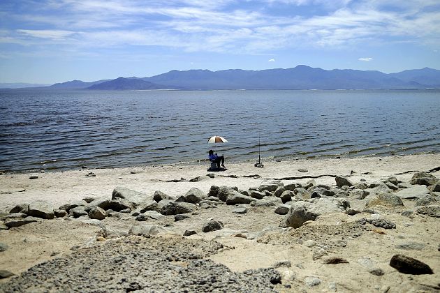 Asian sea receded shoreline