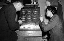  A peep behind the scenes at the “Electronic Brain’s” multiplying unit at Welwyn Garden City, England on Nov. 6, 1946.
