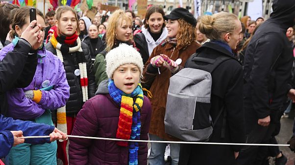 A jovem sueca de 17 anos continua a dar cara pela luta contra as alterações climáticas A jovem sueca de 17 anos continua a dar cara pela luta contra as alterações climáticas