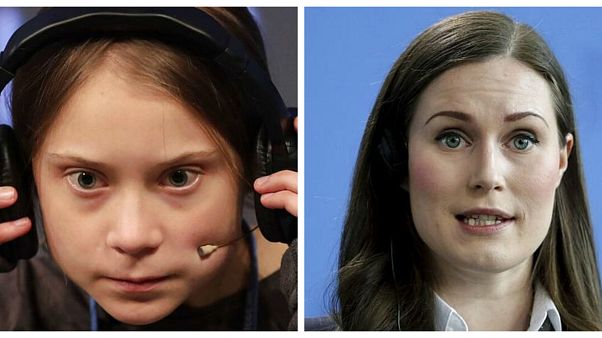 Greta Thunberg (Sağda), Sanna Marin (Solda) Greta Thunberg (Sağda), Sanna Marin (Solda)