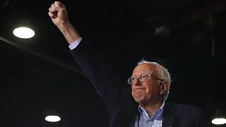 Democratic presidential candidate Sen. Bernie Sanders, I-Vt., raises his fist during a campaign rally in Detroit, Friday, March 6, 2020