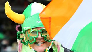 Participants gather for the annual St Patricks Day parade through the city centre of Dublin on March 17, 2019. (Photo by Paul FAITH / AFP)