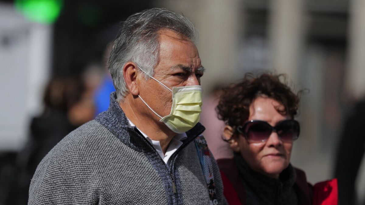 People wearing masks in Spain to prevent the spread of coronavirus COVID-19.
