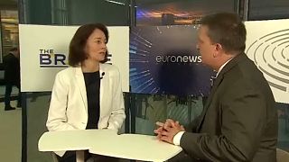 EU-Parlaments-Vizepräsidentin Katarina Barley (SPD) im Gespräch mit Stefan Grobe