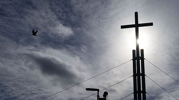 La croix de l'église évangélique "Porte ouverte" à Mulhouse en France, le 4 mars 2020. La croix de l'église évangélique "Porte ouverte" à Mulhouse en France, le 4 mars 2020.