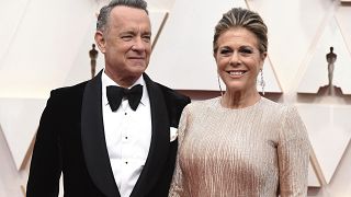 Tom Hanks et son épouse Rita Wilson à la cérémonie des Oscars à Los Angeles, le 9 février 2020