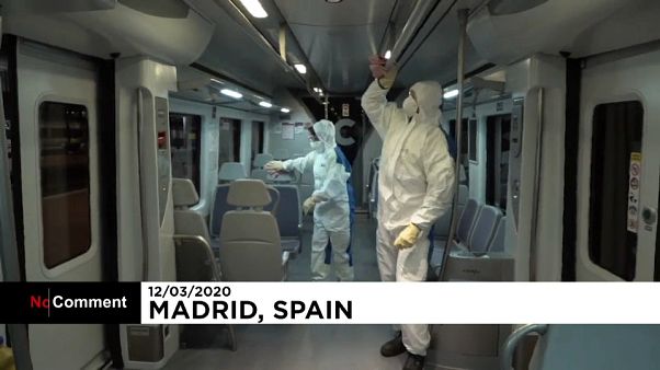 شاهد: تعقيم وتطهير وسائل النقل في مدريد لمكافحة فيروس كورونا الجديد شاهد: تعقيم وتطهير وسائل النقل في مدريد لمكافحة فيروس كورونا الجديد