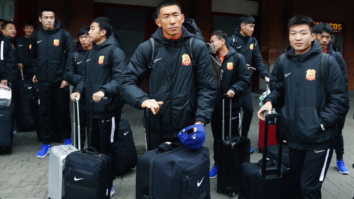 Players from Chinese Super League team Wuhan Zall