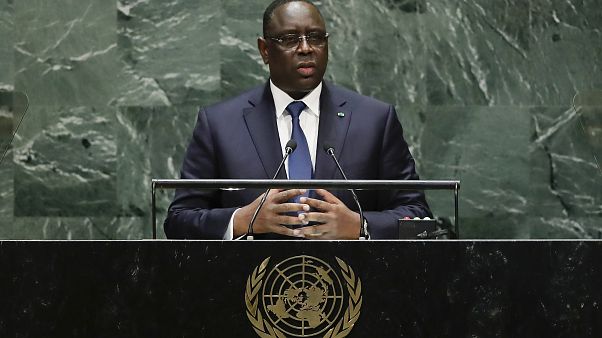 Senegal's President Macky Sall addresses the 74th session of the United Nations General Assembly, Tuesday, Sept. 24, 2019, at the United Nations headquarters. Senegal's President Macky Sall addresses the 74th session of the United Nations General Assembly, Tuesday, Sept. 24, 2019, at the United Nations headquarters.