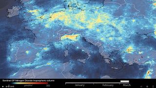 İtalya'da Copernicus Sentinel-5P uydusundan çekilen ve hava kirliliğinin azaldığını gösteren görüntüler