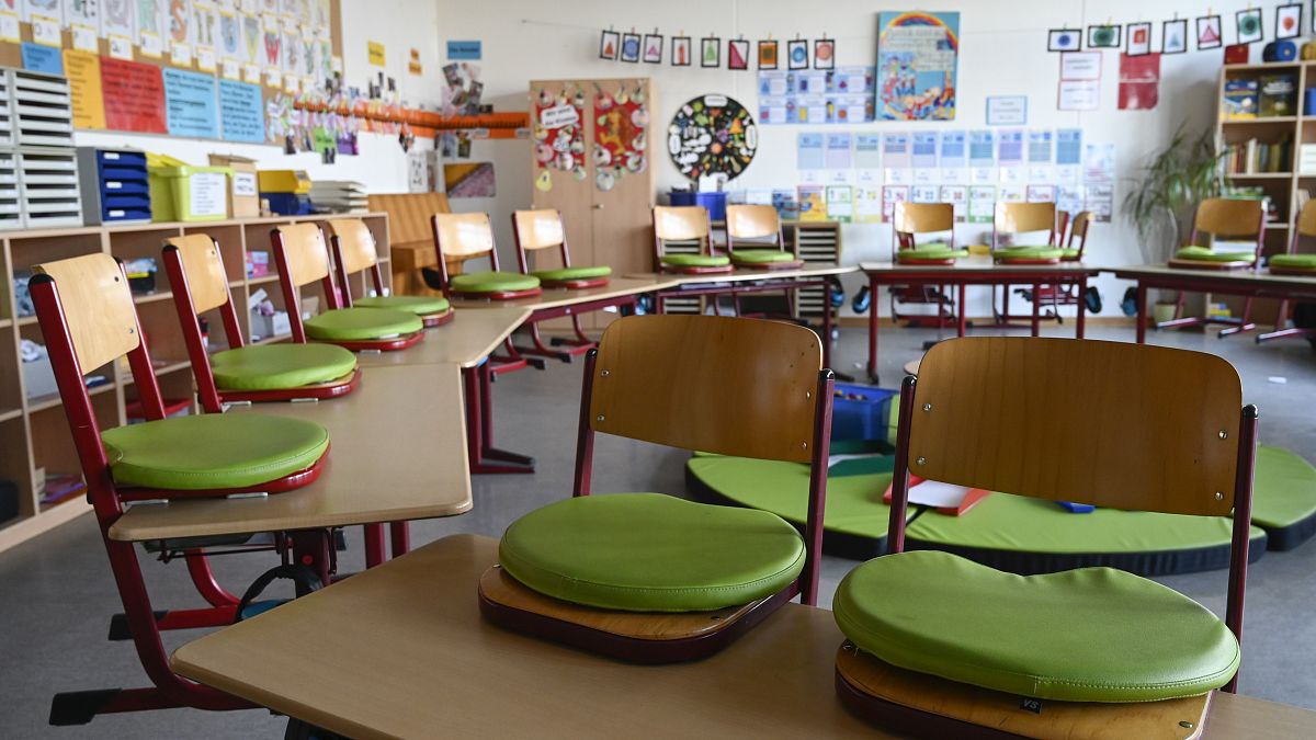 Empty classroom at an elementary school in Ludwigsburg