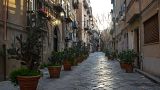 An empty residential street of Palermo after the strict lockdown measures were introduced in Italy in a bid to contain the coronavirus COVID-19