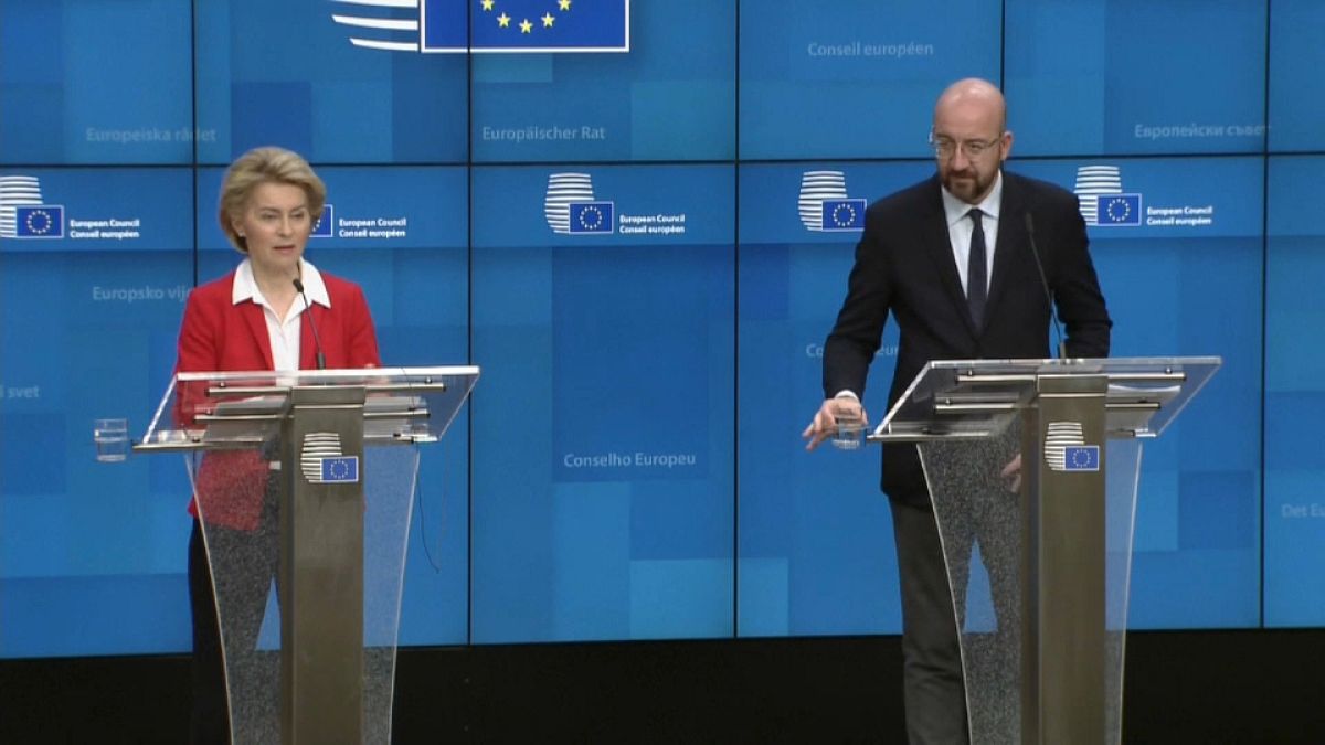 La présidente de la Commission européenne Ursula Van der Leyen et le président du Conseil européen Charles Michel