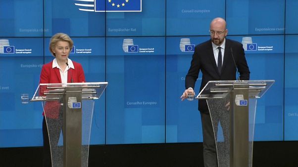 La présidente de la Commission européenne Ursula Van der Leyen et le président du Conseil européen Charles Michel La présidente de la Commission européenne Ursula Van der Leyen et le président du Conseil européen Charles Michel