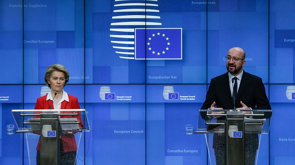 President of European Commission, Ursula Von der Leyen and the President of the European Council, Charles Michel President of European Commission, Ursula Von der Leyen and the President of the European Council, Charles Michel