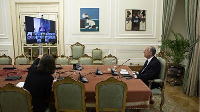 Presidente Marcelo Rebelo de Sousa durante o Conselho de Estado por videoconferência