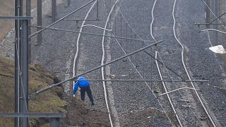 A French Gendarme on the scene of a train crash earlier this month in Alsace, France.